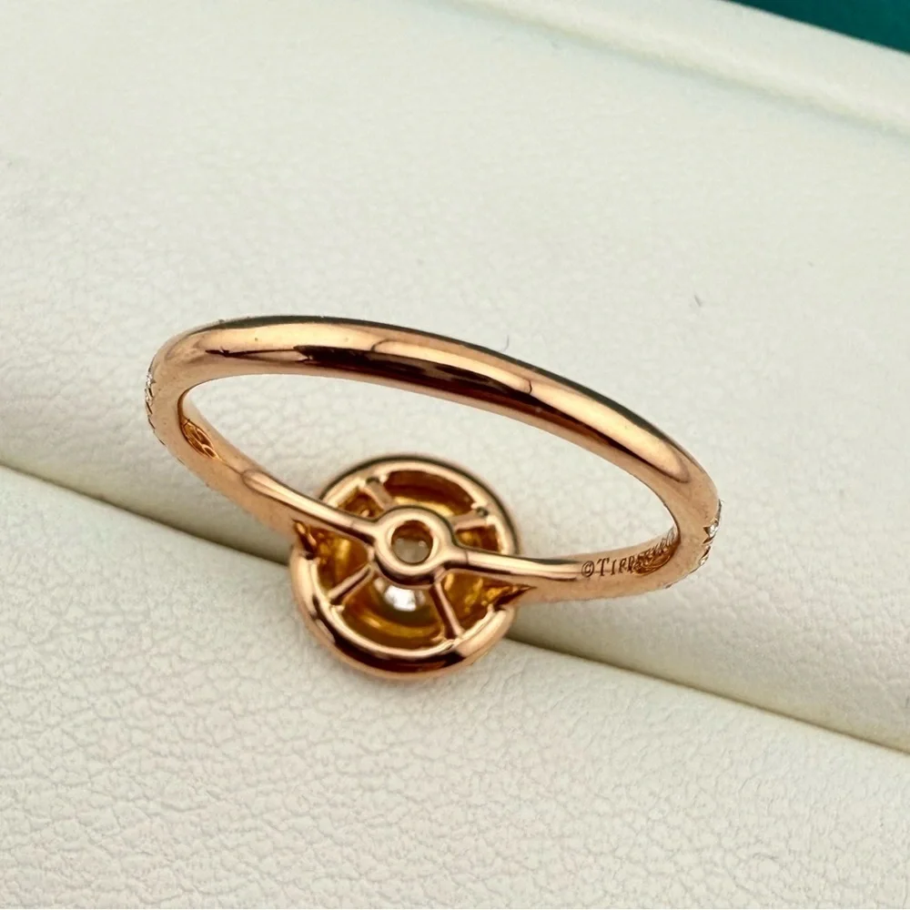 Tiffany & Co. Soleste Double Halo Diamond Ring 18k Rose Gold
